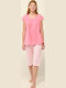 Vamp Sommer Damen Pyjama-Set Pink Sea