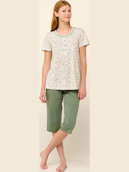 Vamp Sommer Damen Pyjama-Set Green Oil