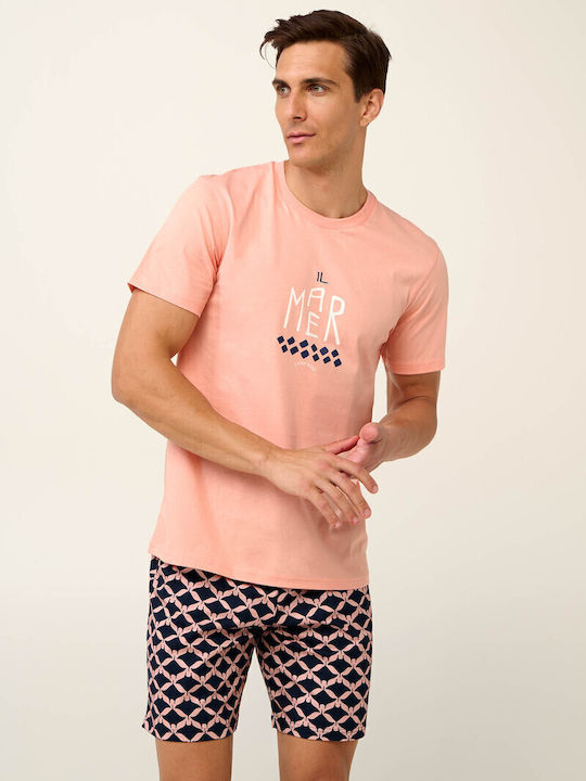 Vamp Καλοκαιρινό Ανδρικό Παντελόνι Πιτζάμας Coral Pink