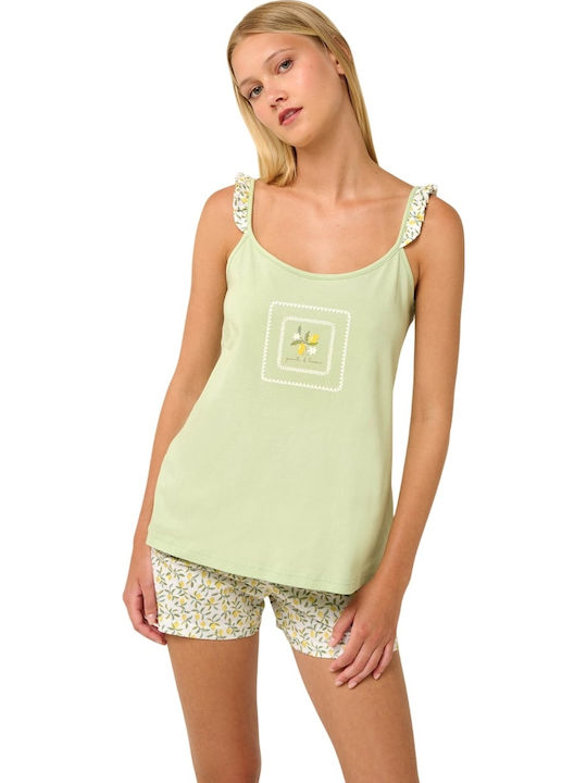 Βαμβακερό Babydoll Δροσερά Λεμόνια Green Fog 22236-green Fog 22236-green Fog Green Fog