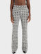 Haubea Women's Fabric Trousers Slim Fit BLACK & WHITE