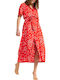 Island Escape Καλοκαιρινό Midi Φόρεμα Poppy Red