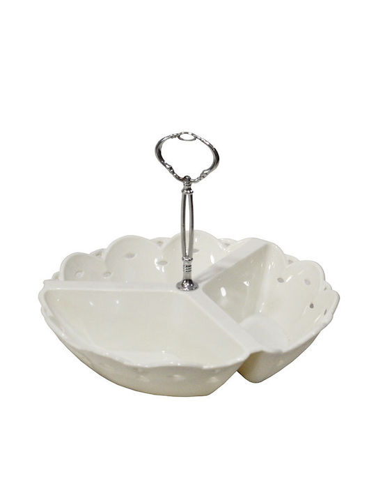 Click Plastic Dessert Divided Serving Plate with 3 Slots White 20x24cm