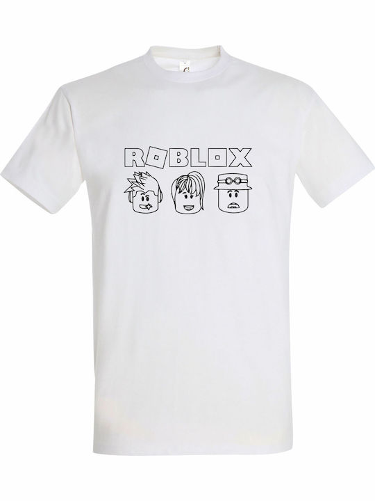 Tricou unisex "Personaje din jocul Roblox" alb