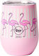 QuyCup Ποτήρι Θερμός Ανοξείδωτο / Πλαστικό BPA Free 300ml Flamingo με Καλαμάκι