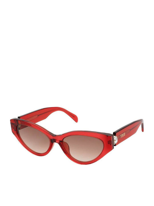 Tous Women's Sunglasses with Red Plastic Frame and Brown Gradient Lens