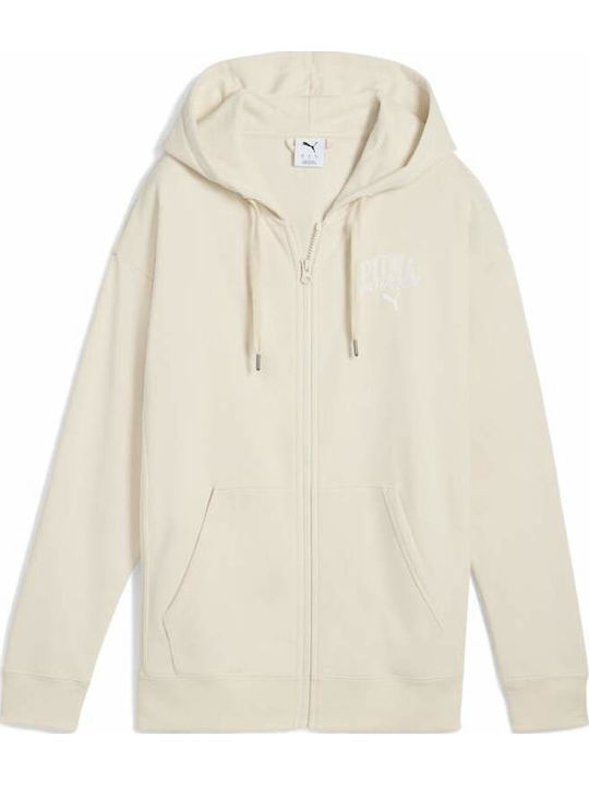 Damen Sweatshirtjacke Kapuzen Ecru