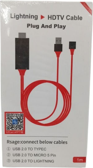 Cable HDMI male - Lightning male 1m Black