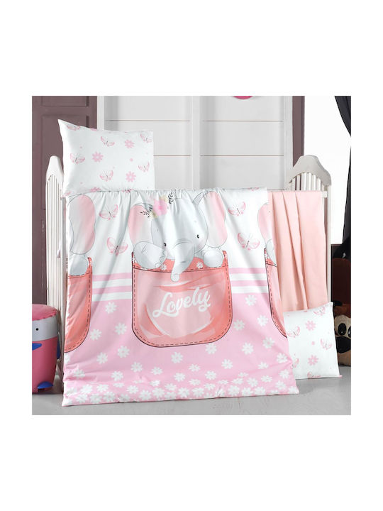 Beauty Home Art 5604 Baby Sheets Set Crib Cotton Fitted Pink 100x150cm