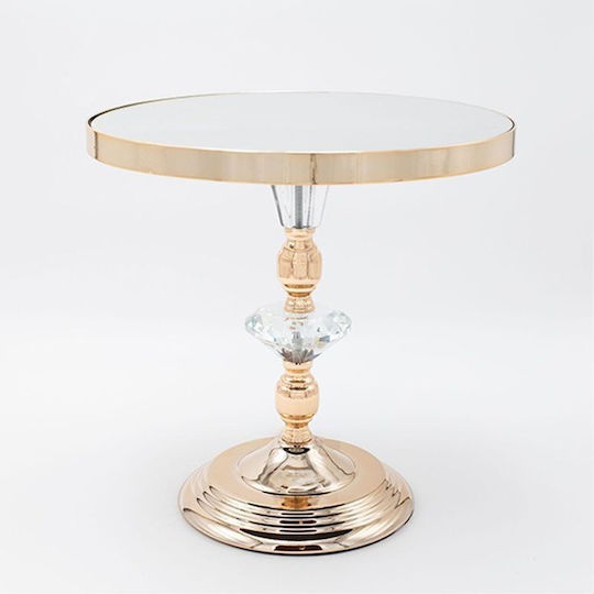 Metallic Round Decorative Tray with Mirror 30x30x30cm