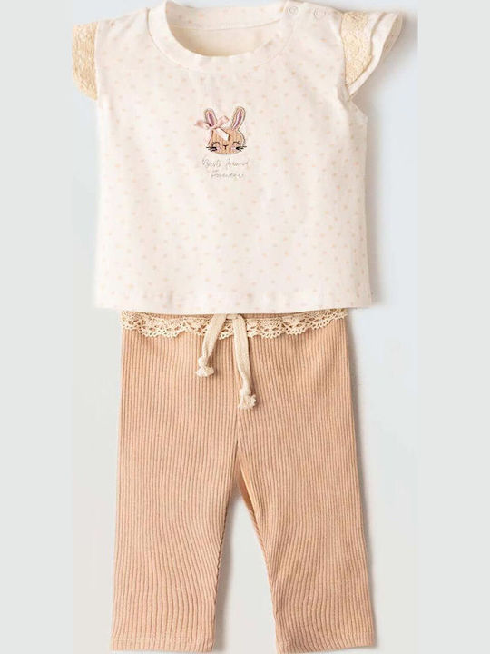 Evita Kids' Set with Leggings Summer 2pcs Ecru