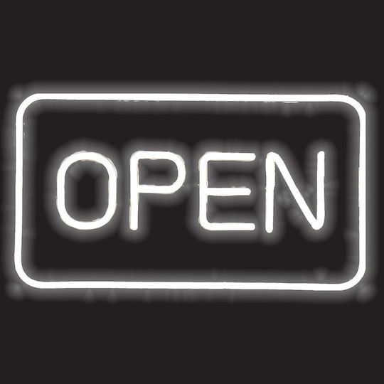 LED-Neonschild Modell Open Weiß Abmessungen 41x23,5cm USB-betrieben