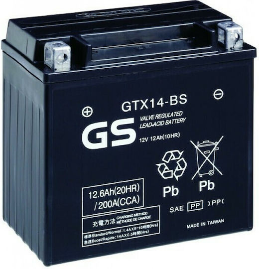 GS Baterie Motocicleta YTX14-BS 200A cu Capacitatea 12Ah