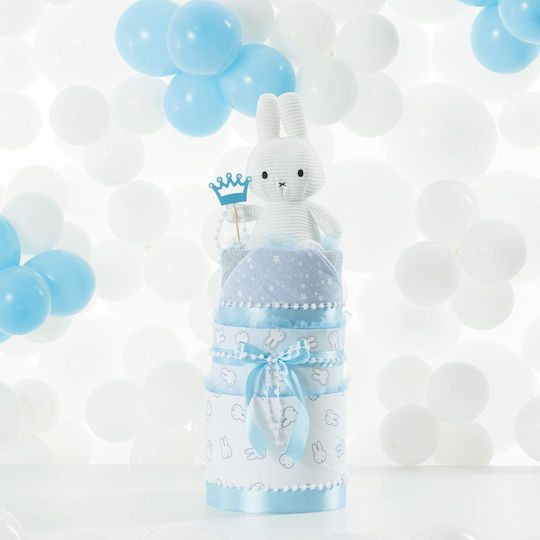 Linen Cakes 3 Tier Diaper Cake Miffy Blue 28x55