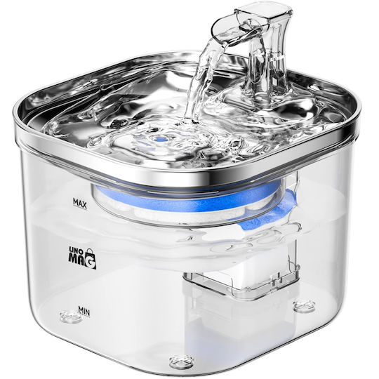 Linomag Automat Adăpătoare / Fântână din oțel inoxidabil pentru Câine & Pisică 3x 2lt 17cm în Culoare Transparent