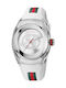 Gucci Damen Uhr mit Weiß Kautschukarmband