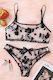 Set 2 Pieces Sexy Sheer Tulle Lingerie Floral P...
