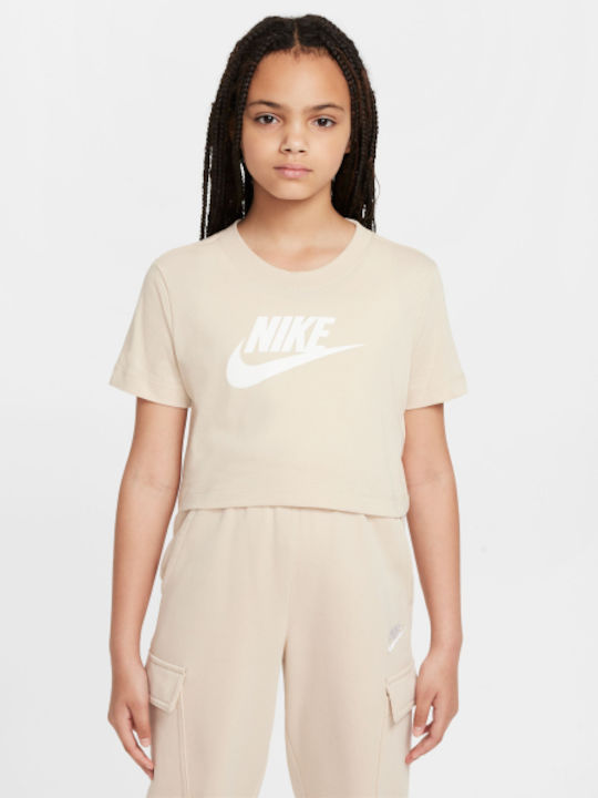 Nike Kids' Crop Top Short Sleeve Beige Sportswear
