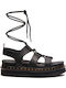 Nartilla Δερμάτινα Γυναικεία Σανδάλια Flatforms Μαύρα