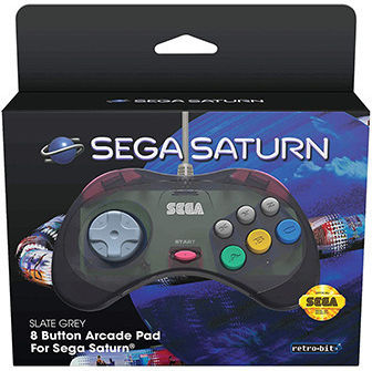 Retro-bit Arcade Pad Безжичен Геймпад за Sega Saturn Slate Grey