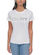 Logo Tricou Damă Alb/Argintiu