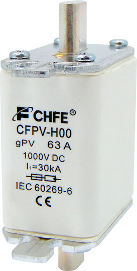 Ασφαλεια Μαχαιρωτη Φωτοβολταϊκων H00 63a 1000vdc Gpv Cfpv-h00 Chf