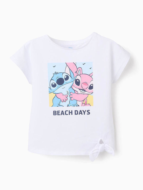 Bluza Pentru Copii Cu Mâneci Scurte Albă