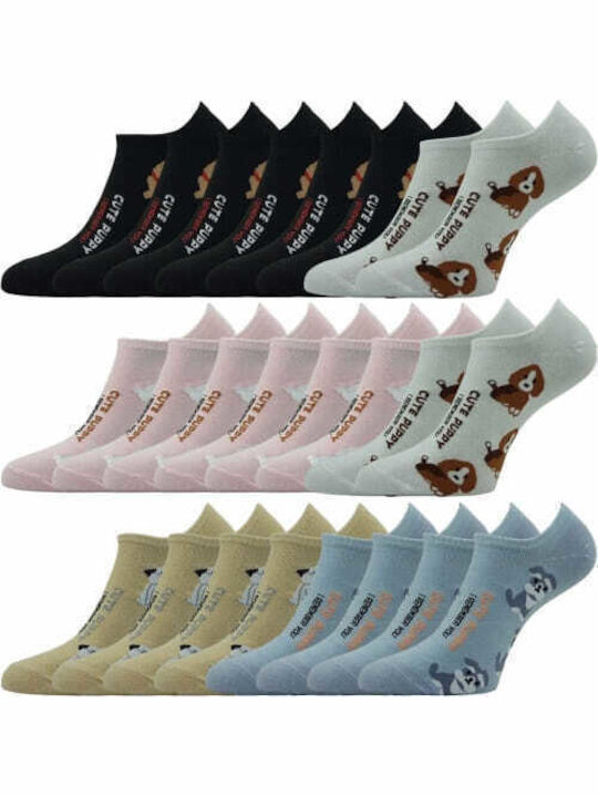 12er-Pack Damen Baumwoll-Knöchelsocken 1106 Mehrfarbig Prive