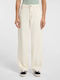 Stevensville Women's Fabric Trousers Loose Fit Ecru