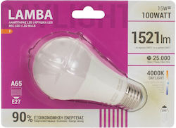 Bec LED Bulb A65 15W E27 1521 Lumens 4000K Natural White Light