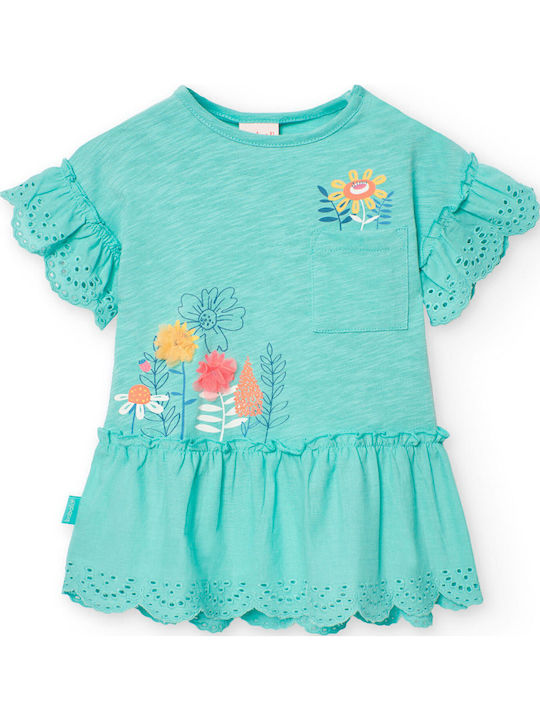 Children's Dress Short Sleeve Turquoise