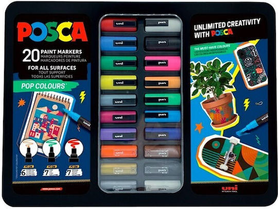 Posca Pop Colours Markere Permanente 5mm Multicolor 20buc