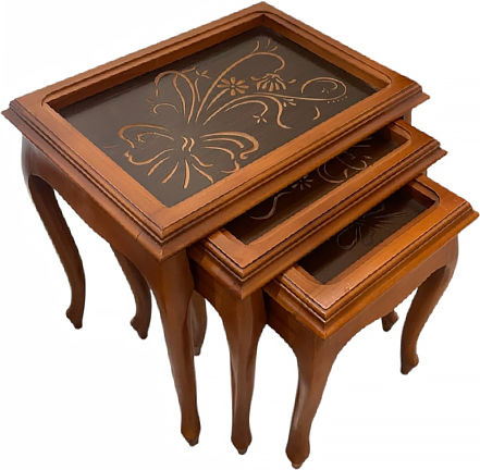 Rectangular Zigon Set Made of Solid Wood Brown 3 Pieces M54xW42xH56cm