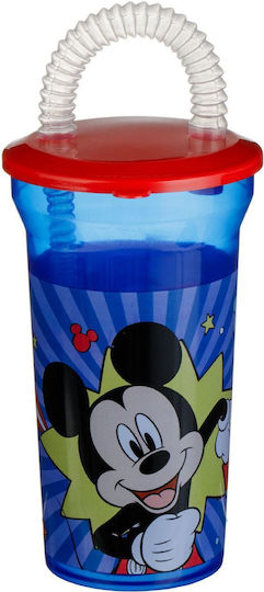 Kleinkinderbecher mit Griff und Strohhalm Mickey aus Plastik Blau 400ml