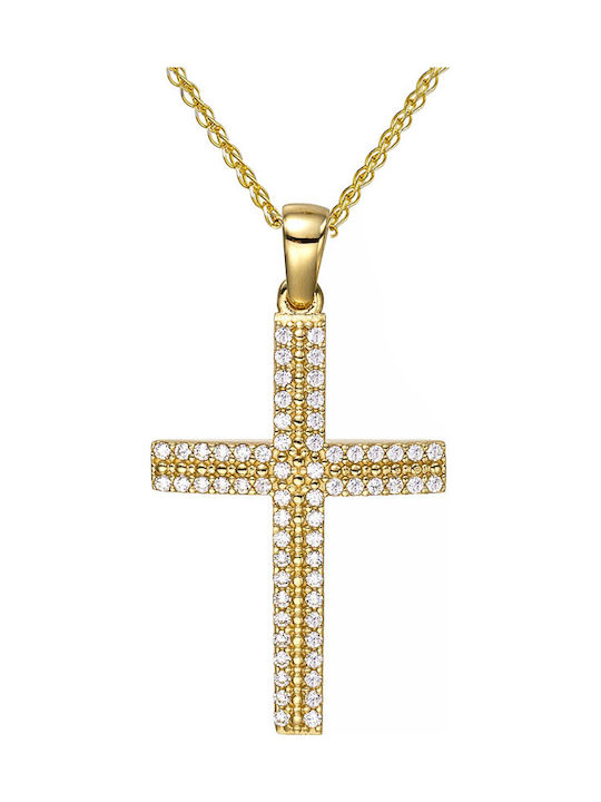 Papoulidis Jewellery Γυναικείος Χρυσός Σταυρός 14Κ Διπλής Όψης χωρίς Αλυσίδα