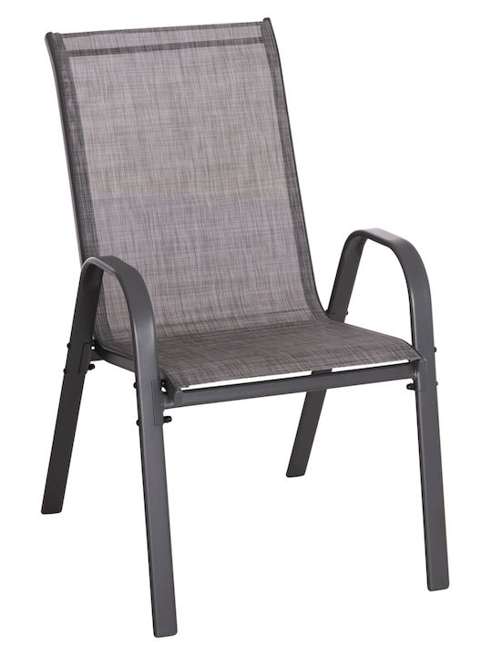 Outdoor Metal Chair Leon Grey 4 Pieces 55x70x91cm
