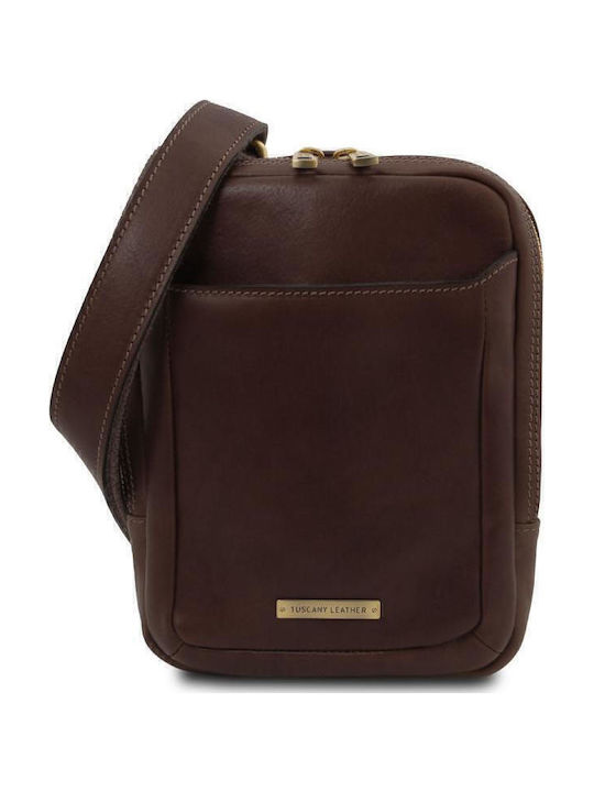 Δερμάτινη Herren Tasche Schulter / Crossbody Braun Dunkel