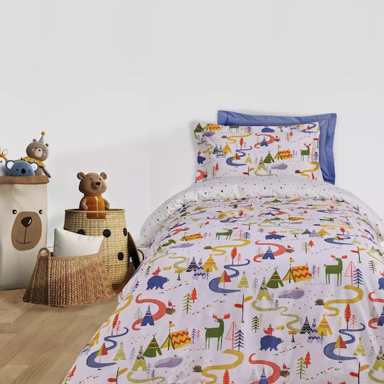 Das Home Комплект чаршафи Единично от Памук и Полиестер Blue, Green, White 170x260см 3бр