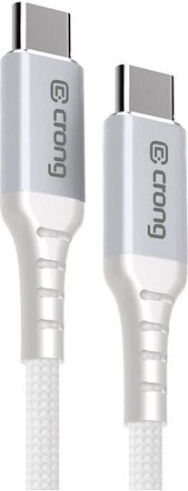 Crong Cablu Armor Link USB 3.0 USB-C Masculin - USB-C 60W PD Alb 0.25m