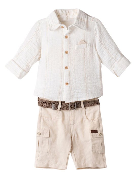 Kinder-Set mit Shorts Sommer 3Stück Ecru, Beige