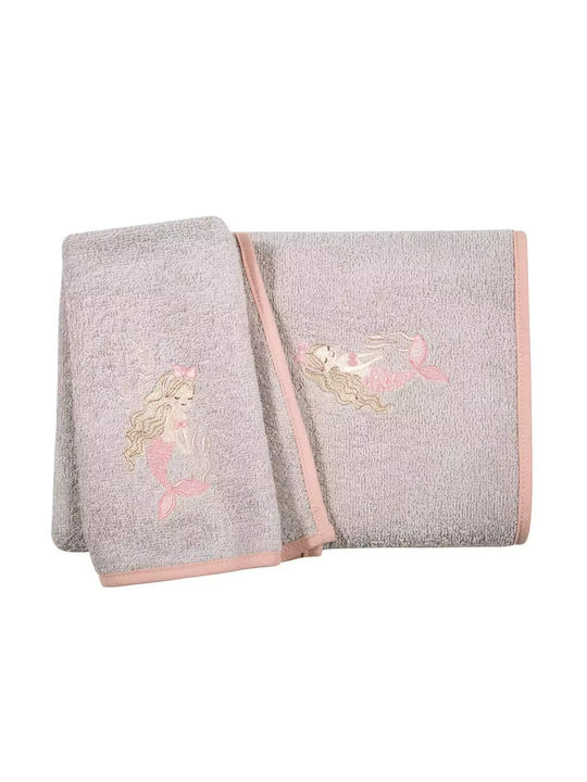 Das Home Σετ Βρεφικές Πετσέτες 2τμχ Grey, Pink Βάρους 400gr/m²