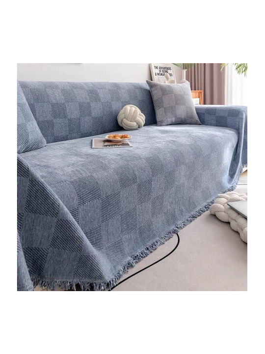 ForHome Ριχτάρι Τριθέσιου Καναπέ Chenille 180x280εκ. Μπλε LUGB-C17-180280-16