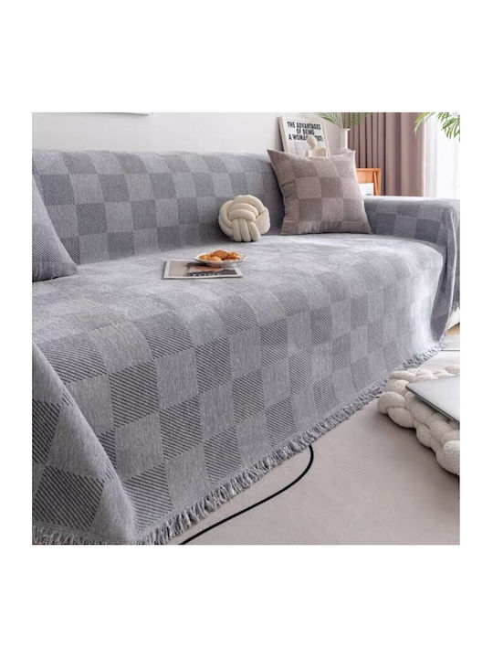 ForHome Ριχτάρι Τριθέσιου Καναπέ Chenille 180x280εκ. Γκρί