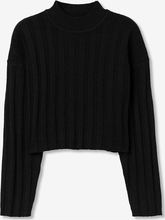 Παιδικό Crop Top Μακρυμάνικο Μαύρο