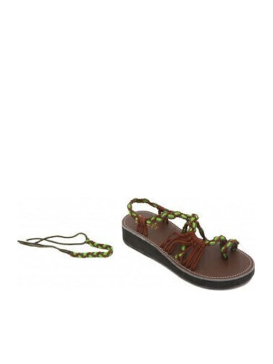 Women's Flat Sandals TAN SPOT/GREEN
