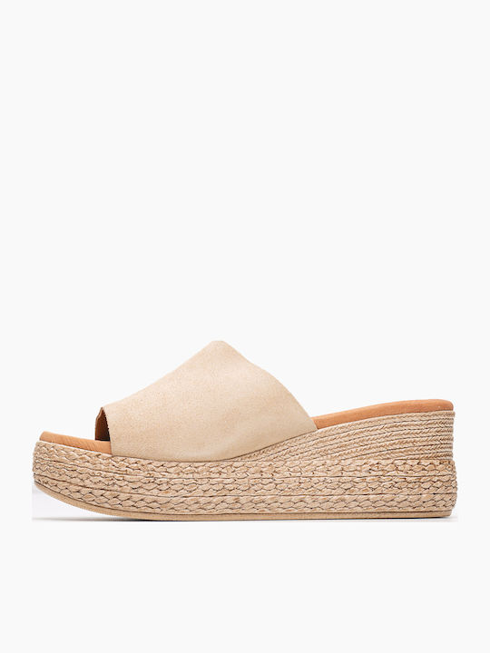 Damenplattformen Beige