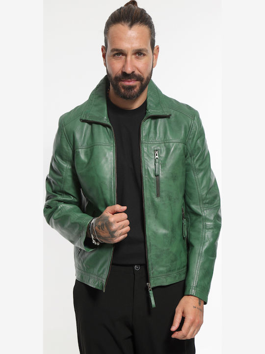 Newton Leather Δερμάτινο Μπουφάν Πράσινο