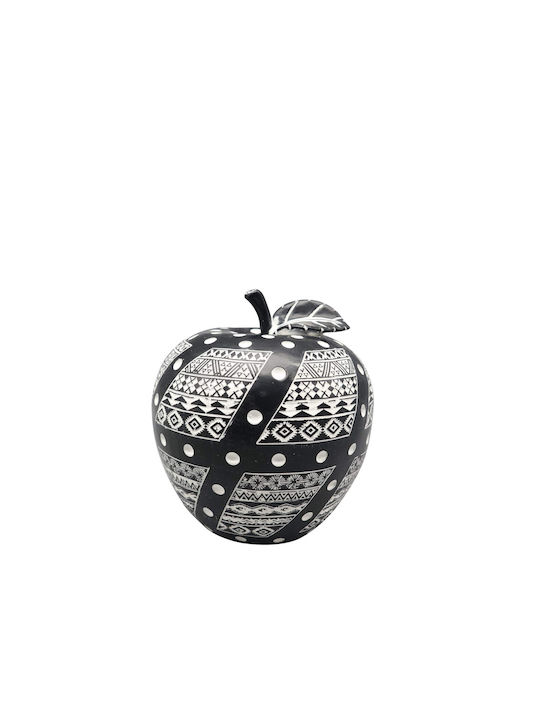 Espiel Figur Apfel Polyresin Schwarz-Weiß 15cm