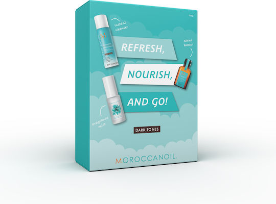 Moroccanoil Refresh, Nourish, and Go! Dark Tones Σετ Περιποίησης Μαλλιών Αναδόμησης & Θρέψης με Σαμπουάν και Λάδι 3τμχ