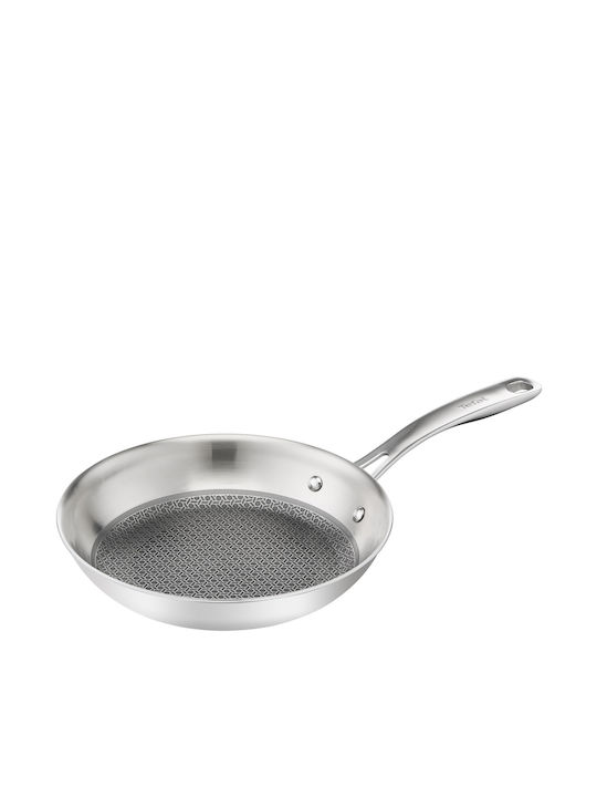 Tefal Eternal Mesh Τηγάνι από Ανοξείδωτο Ατσάλι Με Καπάκι με Κεραμική Επίστρωση 24cm